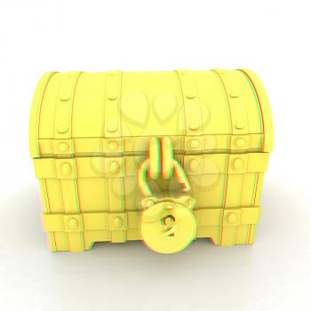 The chest. 3D illustration. Anaglyph. View with red/cyan glasses to see in 3D.
