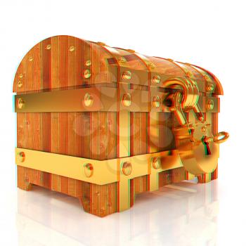 The chest. 3D illustration. Anaglyph. View with red/cyan glasses to see in 3D.