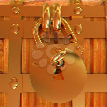 The chest - close-up. 3D illustration. Anaglyph. View with red/cyan glasses to see in 3D.