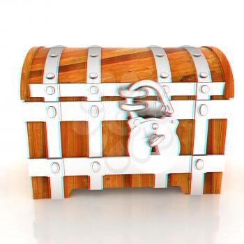 The chest. 3D illustration. Anaglyph. View with red/cyan glasses to see in 3D.