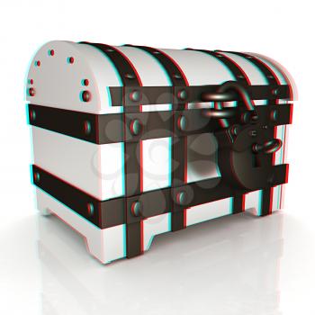 The chest. 3D illustration. Anaglyph. View with red/cyan glasses to see in 3D.