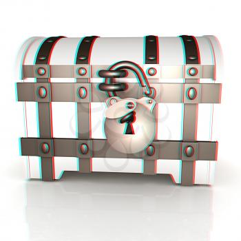 The chest. 3D illustration. Anaglyph. View with red/cyan glasses to see in 3D.