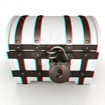 The chest. 3D illustration. Anaglyph. View with red/cyan glasses to see in 3D.