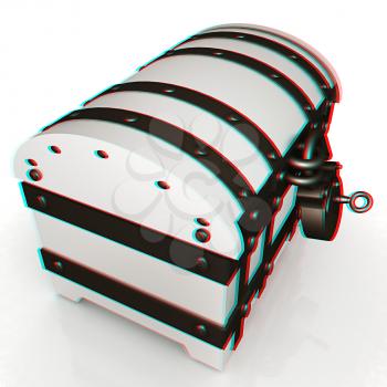 The chest. 3D illustration. Anaglyph. View with red/cyan glasses to see in 3D.