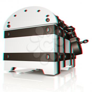 The chest. 3D illustration. Anaglyph. View with red/cyan glasses to see in 3D.