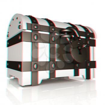 The chest. 3D illustration. Anaglyph. View with red/cyan glasses to see in 3D.