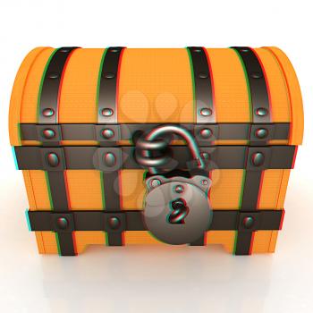 The chest. 3D illustration. Anaglyph. View with red/cyan glasses to see in 3D.