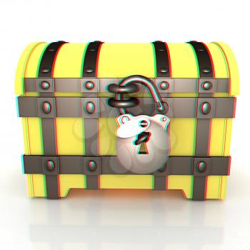 The chest. 3D illustration. Anaglyph. View with red/cyan glasses to see in 3D.