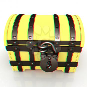 The chest. 3D illustration. Anaglyph. View with red/cyan glasses to see in 3D.