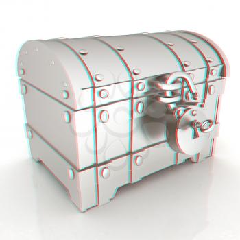 The chest. 3D illustration. Anaglyph. View with red/cyan glasses to see in 3D.