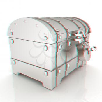 The chest. 3D illustration. Anaglyph. View with red/cyan glasses to see in 3D.