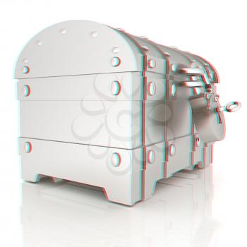 The chest. 3D illustration. Anaglyph. View with red/cyan glasses to see in 3D.