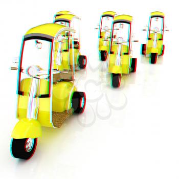 scooters. 3D illustration. Anaglyph. View with red/cyan glasses to see in 3D.