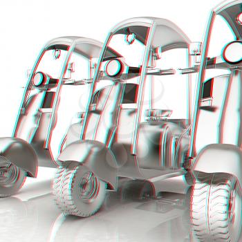 scooters. 3D illustration. Anaglyph. View with red/cyan glasses to see in 3D.