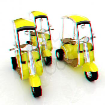 scooters. 3D illustration. Anaglyph. View with red/cyan glasses to see in 3D.