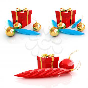 Set of Beautiful Christmas gifts. 3D illustration. Anaglyph. View with red/cyan glasses to see in 3D.