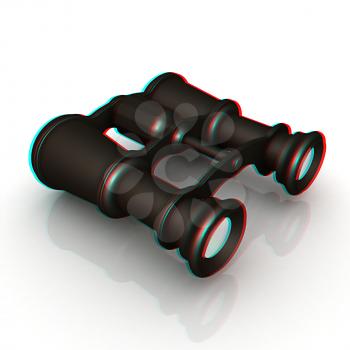 binoculars. 3D illustration. Anaglyph. View with red/cyan glasses to see in 3D.