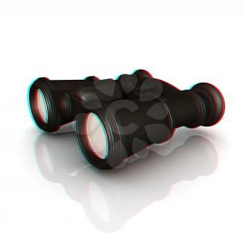 binoculars. 3D illustration. Anaglyph. View with red/cyan glasses to see in 3D.