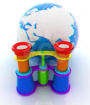 Worldwide search concept with Earth. 3D illustration. Anaglyph. View with red/cyan glasses to see in 3D.