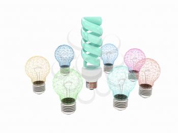 energy-saving lamps. 3D illustration