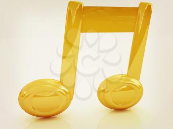 Music note on a white background. 3D illustration. Vintage style.