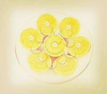 half oranges on a white background. 3D illustration. Vintage style.