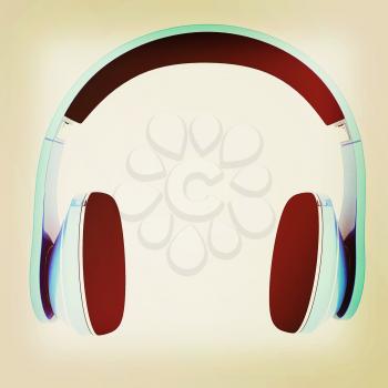 headphones on a white background. 3D illustration. Vintage style.