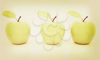 apples on a white background. 3D illustration. Vintage style.