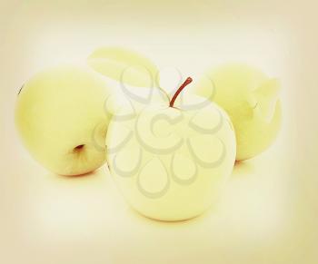 apples on a white background. 3D illustration. Vintage style.