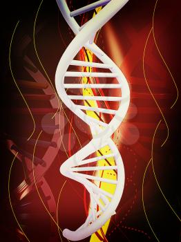 DNA structure model background . 3D illustration. Vintage style.