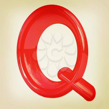 Alphabet on white background. Letter Q on a white background. 3D illustration. Vintage style.