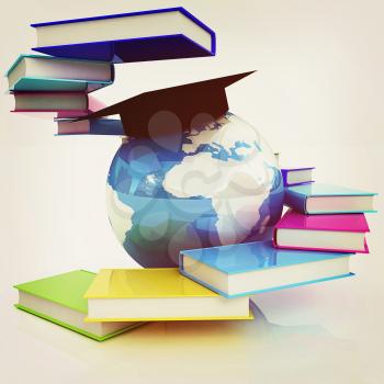 Global Education. 3D illustration. Vintage style.