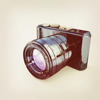 3d illustration of photographic camera on white background