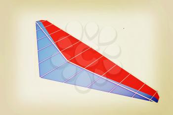 Hang glider isolated on a white background. 3D illustration. Vintage style.