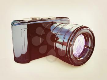 3d illustration of photographic camera on white background