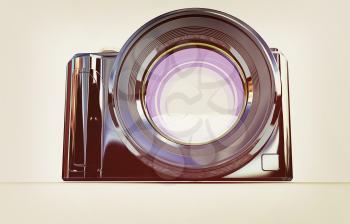 3d illustration of photographic camera on white background