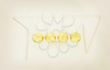 Gold Ball on a white background. 3D illustration. Vintage style.