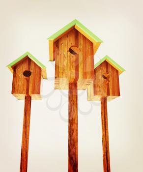 Nesting boxes on a white background. 3D illustration. Vintage style.