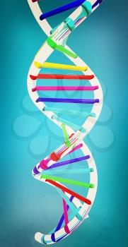 DNA structure model on a white background. 3D illustration. Vintage style.