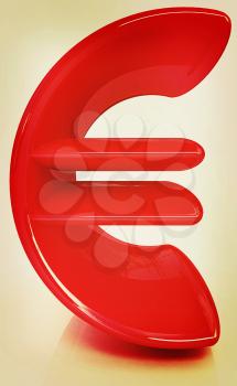 3d illustration of text 'euro' on a white background. 3D illustration. Vintage style.
