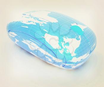 Globe Earth Mouse on a white background. 3D illustration. Vintage style.