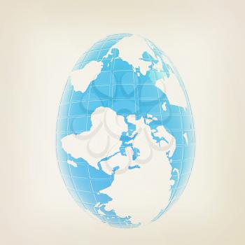 Global Easter on a white background. 3D illustration. Vintage style.