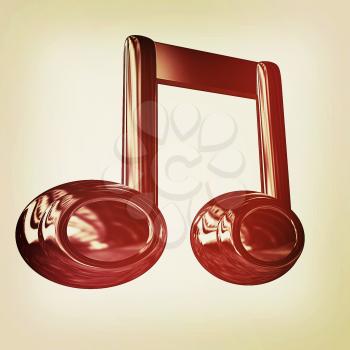 Music note on a white background. 3D illustration. Vintage style.