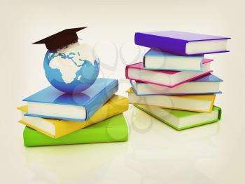 Global Education. 3D illustration. Vintage style.