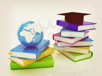 Global Education. 3D illustration. Vintage style.