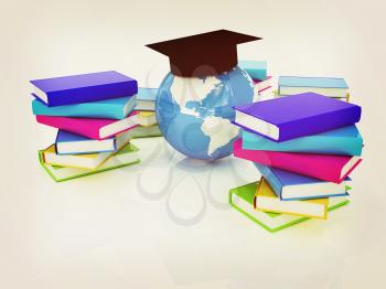 Global Education. 3D illustration. Vintage style.