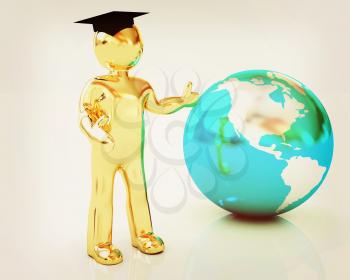 The world is opened for you. Education on a white background. 3D illustration. Vintage style.