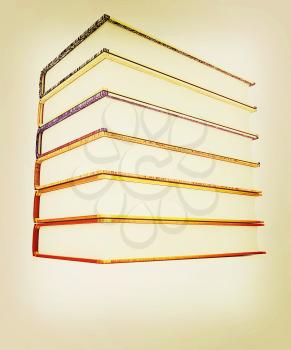 The stack of books on a white background. 3D illustration. Vintage style.