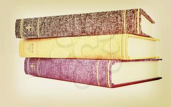 The stack of books on a white background. 3D illustration. Vintage style.