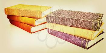 The stack of books on a white background. 3D illustration. Vintage style.